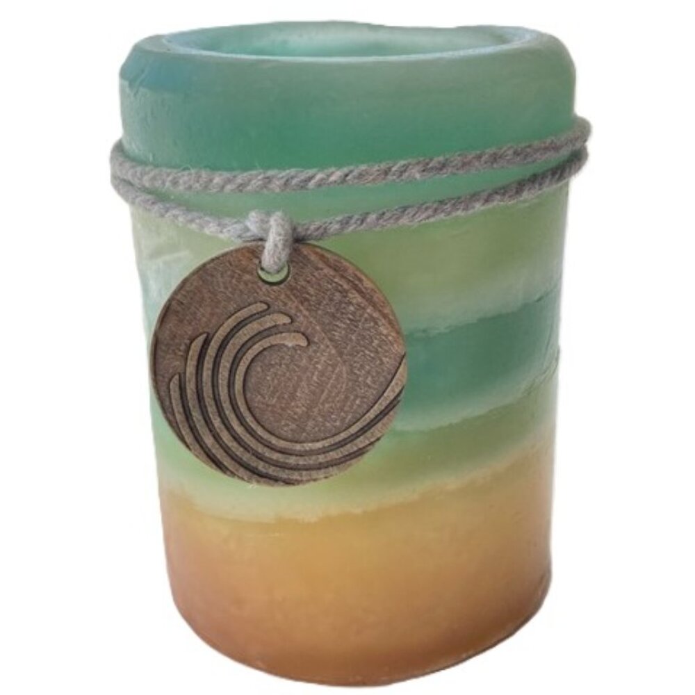 PIER 1 One Sea Air Candle With Surf Waves Charm Coastal Nautical NEW  4 in Tall